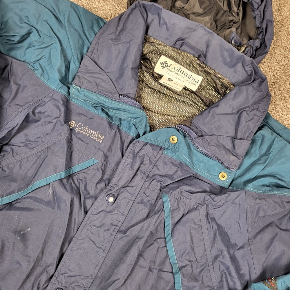 Columbia Shell Jacket Mens M Navy Teal Good Vintage 90s‎ Gorpcore SM7170